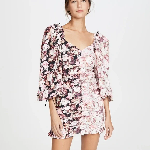 For Love And Lemons | Dresses | For Love Lemons Houston Floral Ruched Mini  Dress Xs | Poshmark